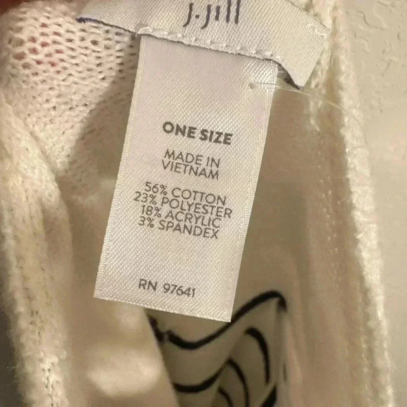 J Jill Nautical Sweater Shall Cape White Navy Striped Button Down Poncho Size OS - Picture 5 of 9